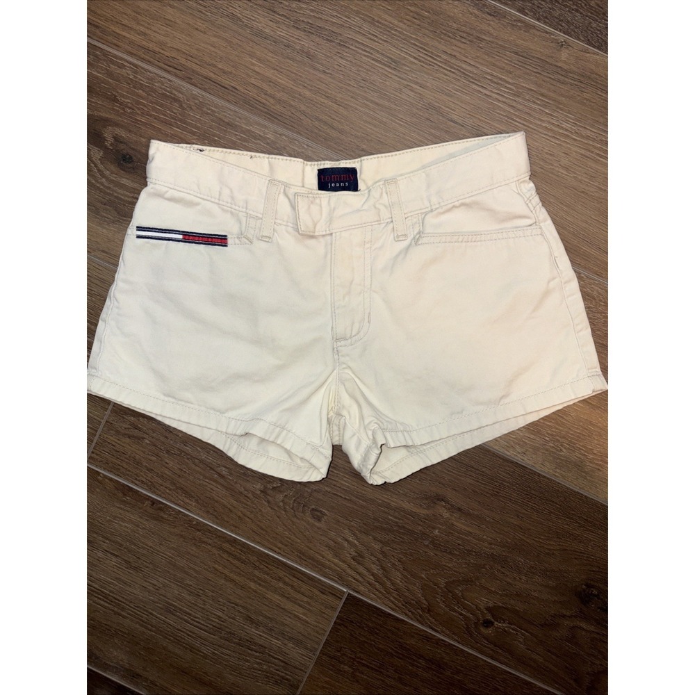 Tommy Jean Womens Junior Khaki Shorts 3 Beige Logo Preppy Academia Country Club
